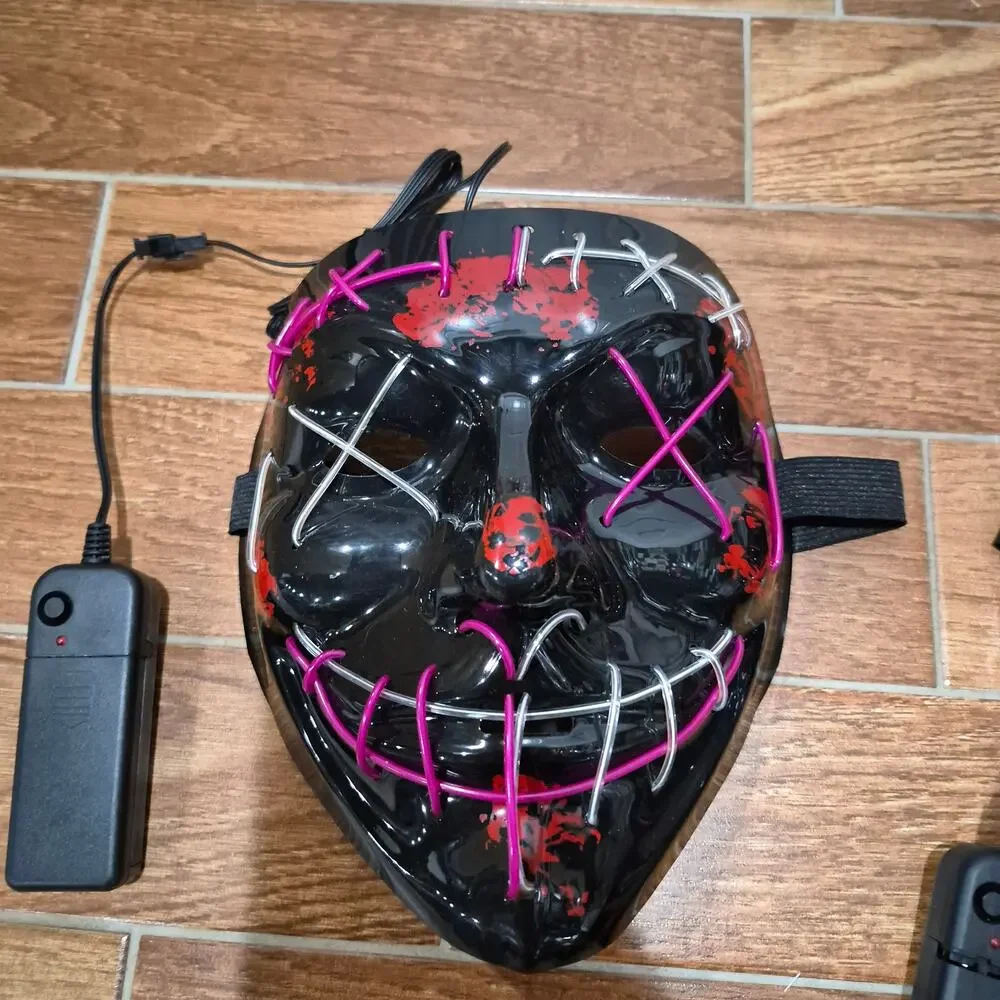 NEW Halloween glowing LED Purge Mask designed neon EL wire set of 2